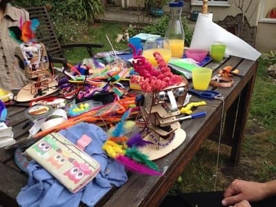 Early wooden Ohbots preparing for BBC Make it Digital